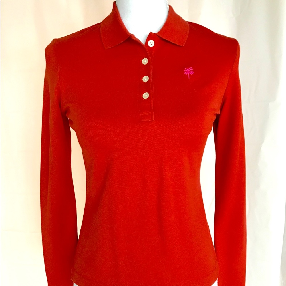 Lilly Pulitzer Long Sleeve Orange Pima Polo
